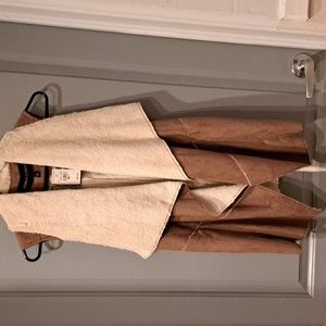 Ashley Stewart Faux Suede and Faux Fur Vest Size 12 NWT